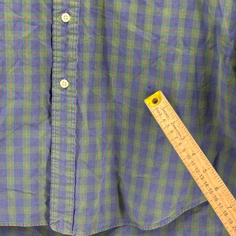 Polo Ralph Lauren Blake Shirt Men Large Green Blue Plaid Cotton Button Down